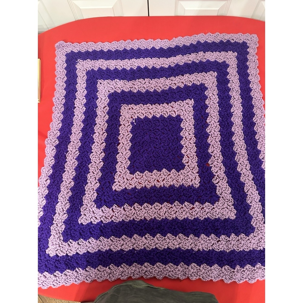 Crocheted Afghan Lap Blanket Purple